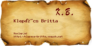 Klepács Britta névjegykártya